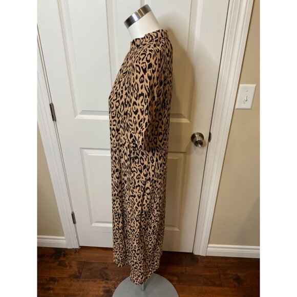by Anthropologie Brown & Black Leopard Print Short Sleeve Midi Dress, Size Small - Picture 3 of 5